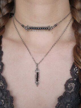 Vintage black and silver choker necklace